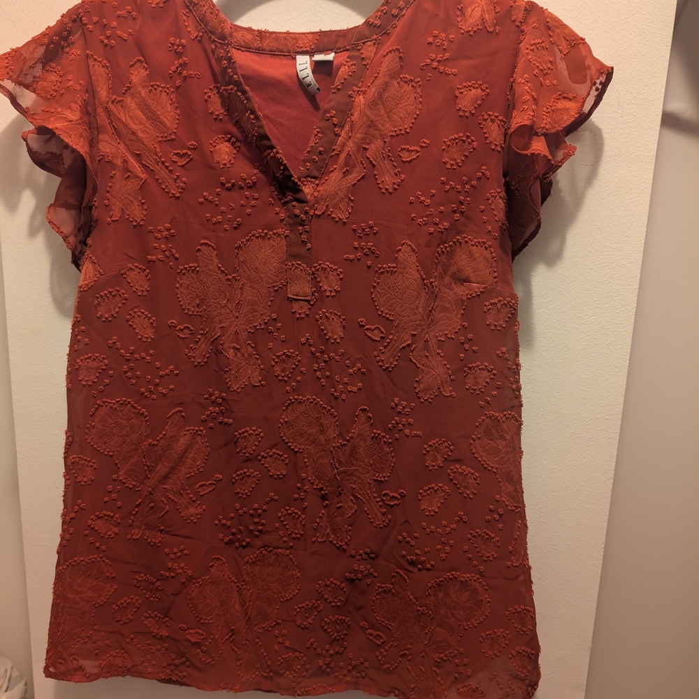 Elle Multicolored Flutter Sleeve Blouse